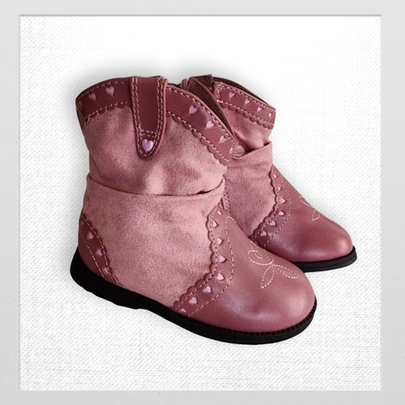 Pink Hearts Cowgirl Boots for Kids